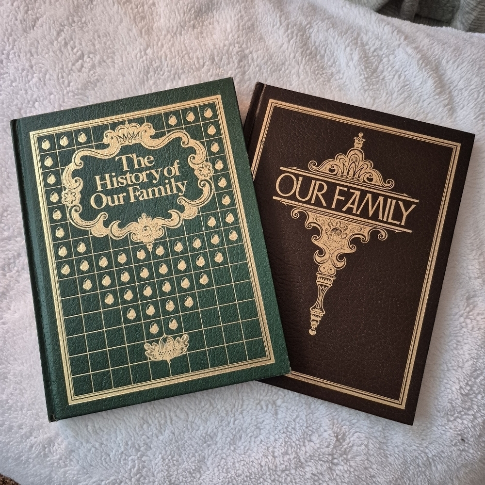 70's Family History Books New Green Gold Brugandy Gold Retro Family Tree Collect